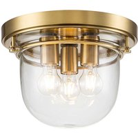 Deckenlampe Bad IP44 Ø 33 cm rund Metall Glas in Messing von ELSTEAD