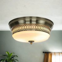 Deckenlampe Badezimmer Ø 35 cm IP44 Messing Antik Weiß 2x E27 von Searchlight