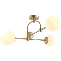 Deckenlampe Glas Metall 70,5cm lang 4x E14 Messing antik Weiß von Endon