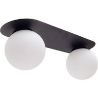 Deckenlampe Glas Metall E27 2-flammig Schwarz Weiß von Belis