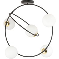 Deckenlampe Glas Metall Schwarz Weiß E14 5-rund 2 Ringe Deckenlampe Glas Metall Schwarz Weiß E14 5-rund 2 Ringe von Emibig