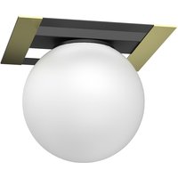 Deckenlampe Glas Metall Schwarz Weiß Gold L:22 cm Kugel von Luminex