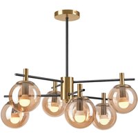 Deckenlampe Glas Metall in Gold Schwarz 6-flmg Modern von Lamkur
