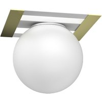 Deckenlampe Glas Metall in Weiß Gold B:22 cm E27 Kugel von Luminex