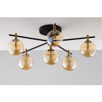 Deckenlampe Glas in Bernstein Metall G9 6-flammig von Zaklad Wielobranzowy Export-Import-Jupiter