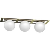 Deckenlampe Glaskugeln Metall in Gold Weiß E27 L:70 cm von Luminex