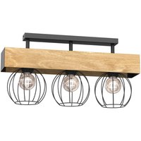 Deckenlampe Holz Metall Schwarz 57 cm E27 Draht 3-flmg von Luminex