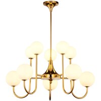 Deckenlampe Jugendstil Messing Glas in Gold 10-flmg G9 von Zaklad Wielobranzowy Export-Import-Jupiter