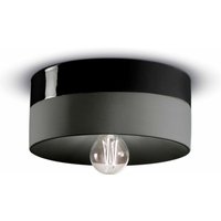 Deckenlampe Keramik E27 D: 25 cm rund Schwarz Retro von Ferroluce