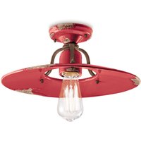 Deckenlampe Keramik Metall E27 Ø 40 cm Rot Shabby Antik Deckenlampe Keramik Metall E27 Ø 40 cm Rot Shabby Antik von Ferroluce