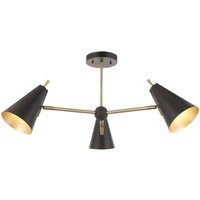 Deckenlampe Metall B: 83 cm in Schwarz Messing 3-flammig E14 von Endon