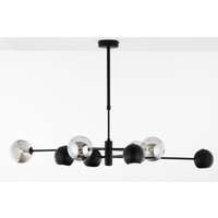 Deckenlampe Metall Glas 100 cm Schwarz Chrom 8-flammig von Zaklad Wielobranzowy Export-Import-Jupiter