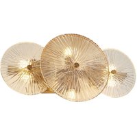 Deckenlampe Metall Glas B: 40 cm in Messing Bernstein Klar von Searchlight