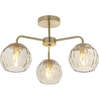 Deckenlampe Metall Rauchglas B: 52 cm in Messing Champagner von Endon