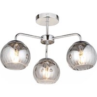 Deckenlampe Rauchglas Metall 52 cm breit Chrom Grau 3x E14 von Endon