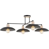 Deckenlampe Schwarz Holzoptik 100 cm lang Metall E27 4-flammig Deckenlampe Schwarz Holzoptik 100 cm lang Metall E27 4-flammig von Emibig
