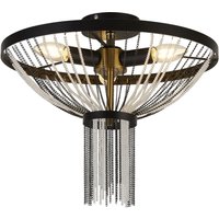 Deckenlampe rund Ø 40 cm Schwarz Kettel Metall Acryl Kristall von Searchlight