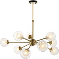 Deckenlampe verstellbar 92 cm breit Messing Weiß groß 9x G9 von Endon