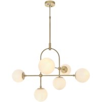 Deckenlampe verstellbar H: max. 127 cm in Messing antik Weiß von Endon
