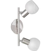 Deckenleuchte, Wandleuchte Zweiflammig ANTIBES von REALITY Leuchten Metall Nickel Matt / Glas Alabasterfarbig