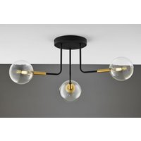 Deckenleuchte 3-flammig Metall Glas in Schwarz Gold G9 von Zaklad Wielobranzowy Export-Import-Jupiter