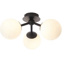 Deckenleuchte Bad Glas Metall IP44 Schwarz Weiß 3x G9 LEVIN von Endon