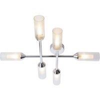 Deckenleuchte Bad Metall Glas IP44 67 cm lang Chrom Weiß 4x G9 von Endon