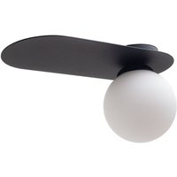Deckenleuchte Glas Metall E27 H:22 cm Schwarz Weiß von Belis