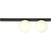 Deckenleuchte Glas Metall L: 60 cm Schwarz Weiß 2x E14 von Emibig