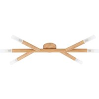Deckenleuchte Holz Glas 66 cm lang in Kiefer Weiß 6x G9 von TK Lighting