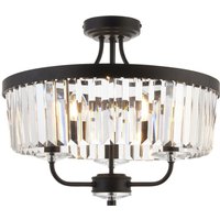 Deckenleuchte Kristall Metall D: 45 cm rund Schwarz 3x E14 von Endon