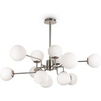 Deckenleuchte Metall Glas 110 cm breit Nickel Weiß E14 von Maytoni