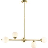 Deckenleuchte Metall Glas L: 90 cm in Messing Weiß 5x G9 von Endon