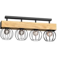 Deckenleuchte Metall Holz E27 Schwarz Natur 4-flammig von Luminex