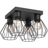 Deckenleuchte Metall Schwarz E27 4-flammig quadratisch von Luminex