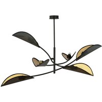 Deckenleuchte Schwarz Gold L: 102cm drehbar Stoff Metall 6xE14 Deckenleuchte Schwarz Gold L: 102cm drehbar Stoff Metall 6xE14 von Emibig