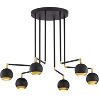 Deckenleuchte in Schwarz Gold 6-flammig Metall GU10 von Zaklad Wielobranzowy Export-Import-Jupiter