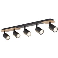 Deckenstrahler Holz Metall 85 cm lang Braun Schwarz 5x GU10 von TK Lighting