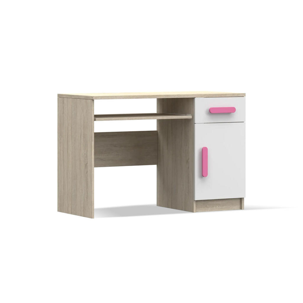 Deine Möbel 24 KINDERSCHREIBTISCH Weiß, Sonoma Eiche, Rosa