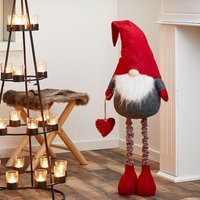 Deko-Figur WICHTEL UDO Udo 1 Stück ca. 120 cm hoch Grau / Rot
