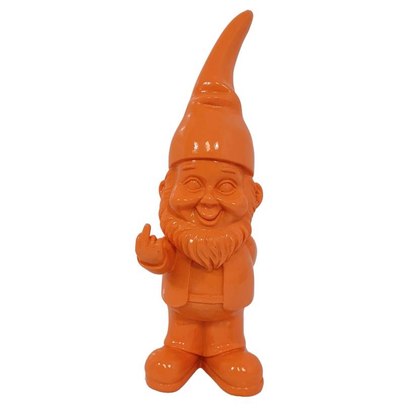 Deko-Figur Zwerg mit Stinkefinger 17,5 cm Orange