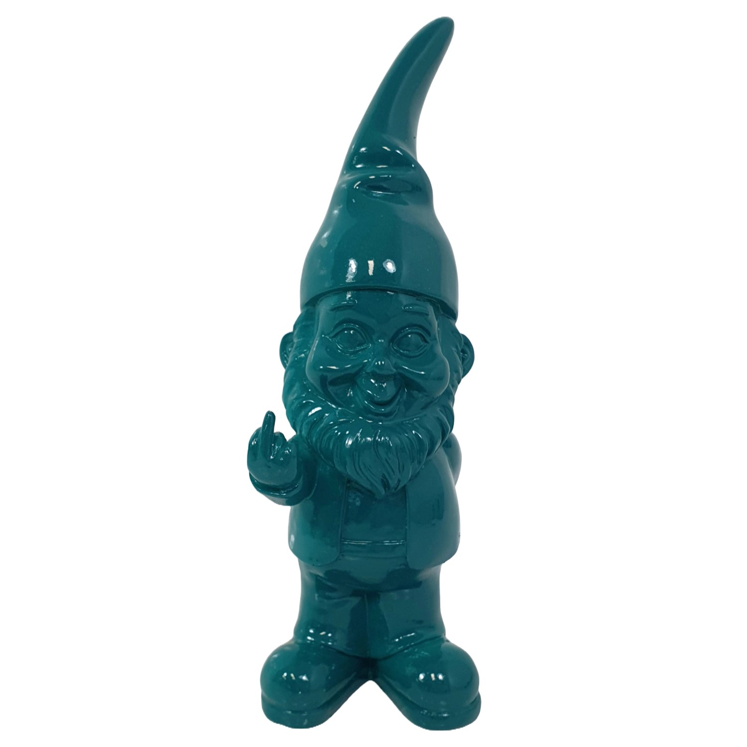 Deko-Figur Zwerg mit Stinkefinger 17,5 cm Türkis