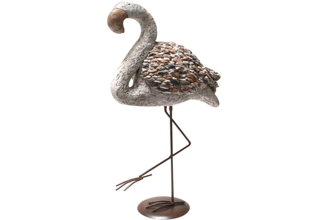 Deko Gartenfigur Flamingo auf Ständer 59cm Echte Handarbeit