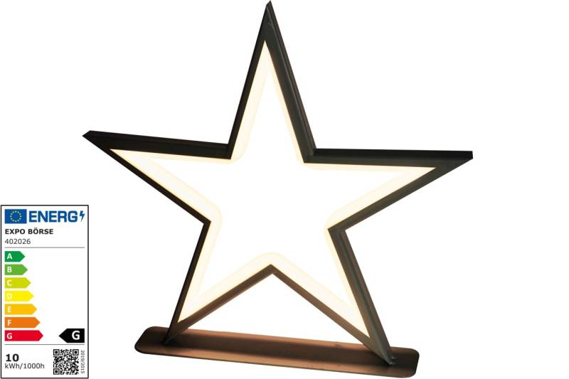 Deko LED Metallstern Weihnachtsstern schwarz 33 x 32 cm 144 LEDs warmweiß