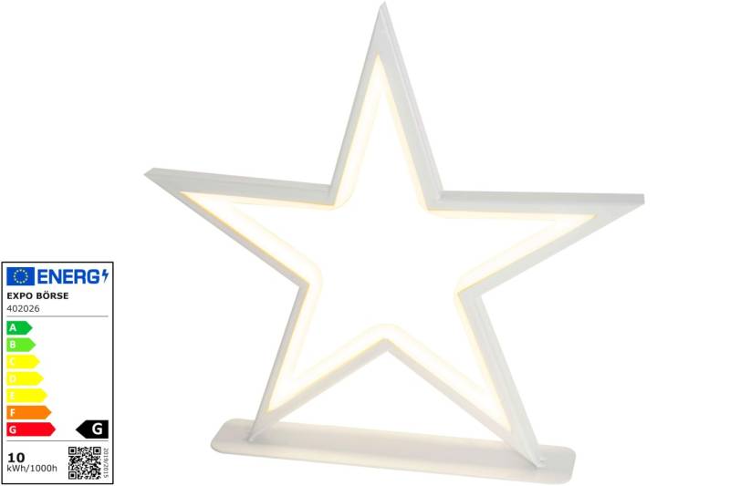 Deko LED Metallstern Weihnachtsstern weiß 33 x 32 cm 144 LEDs warmweiß