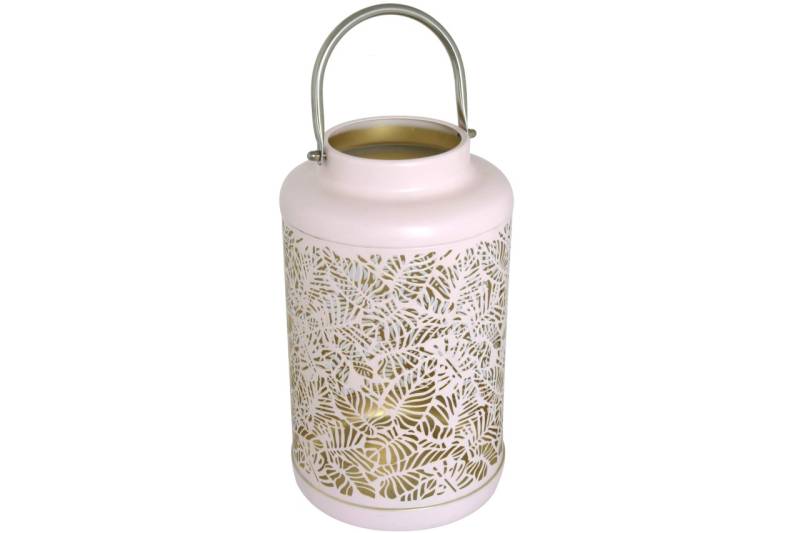 Deko Laterne Lacy Metall 27 cm ROSA mit Henkel Metalllaterne