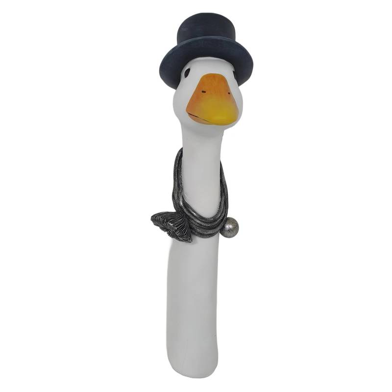 Dekofigur Gänsekopf Schornsteinfeger 33 cm Schwarz-Weiß