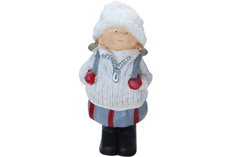 Dekofigur Mädchen mit Strickmütze 40 cm Keramikfigur Mädel