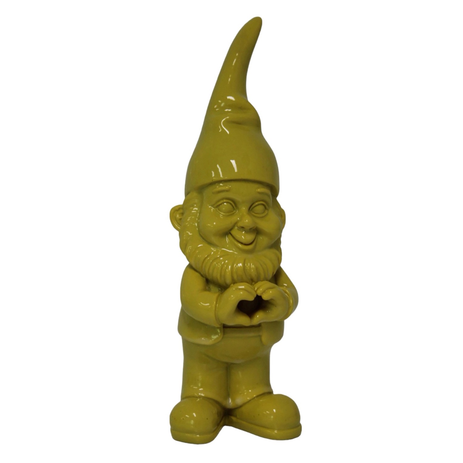Dekofigur Zwerg mit Herz Unten 18 cm Gelb