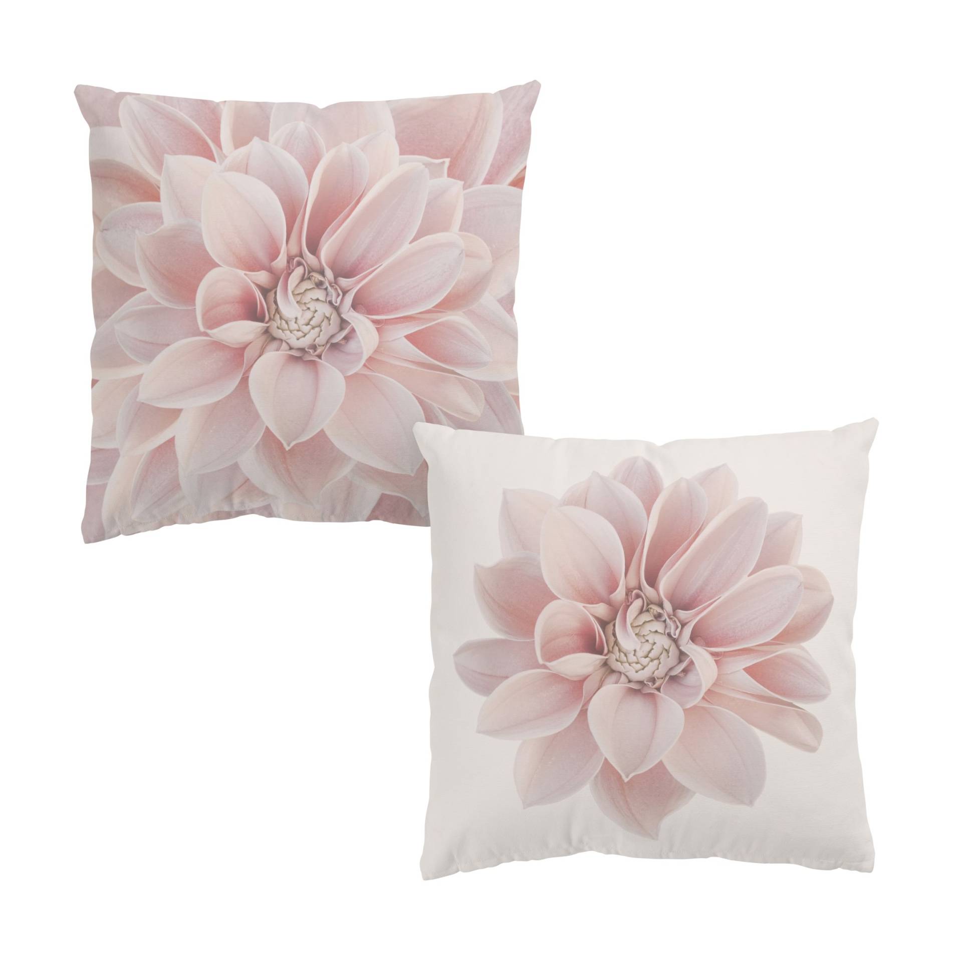 Dekokissen 2er Set Dahlie Blume Pastell Rosa Duo